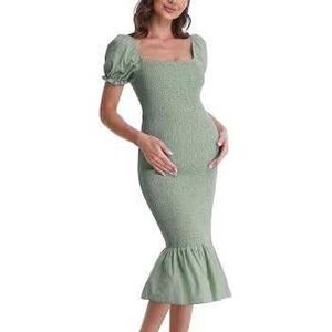 NWTs Baltic Born Sage Green Smocked Dress Puff Sleeve Womens M